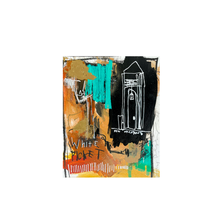 White Picket Fence 6"x8" FRAMED She Lives Here by Jenny Perez